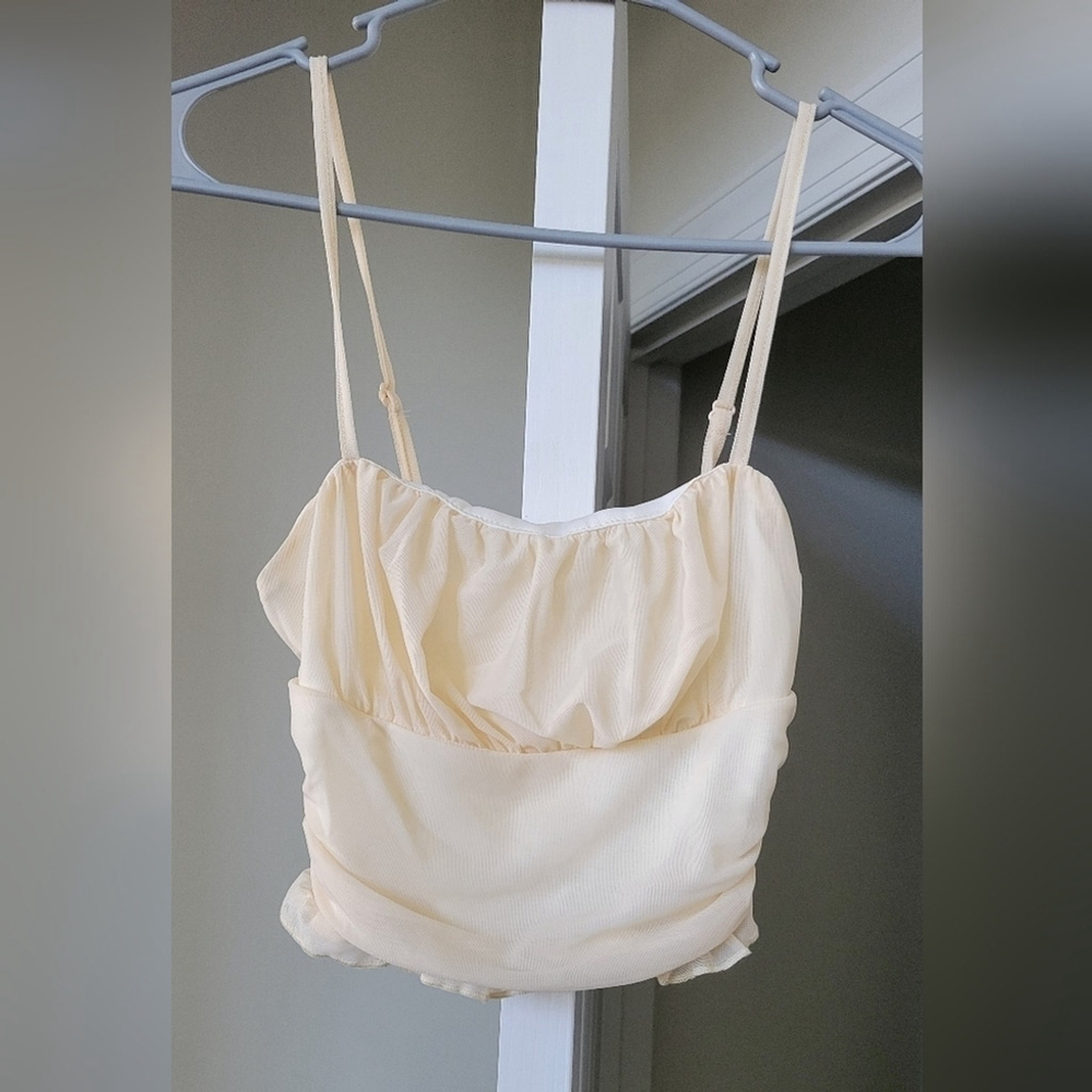 Apricot Ruched Bust Ruffle Hem Cami Top – Size XS/2